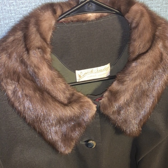 Vintage 1940s/50s Made In Columbia Mink Collar Coat Military Rare Style Medium - Picture 5 of 17